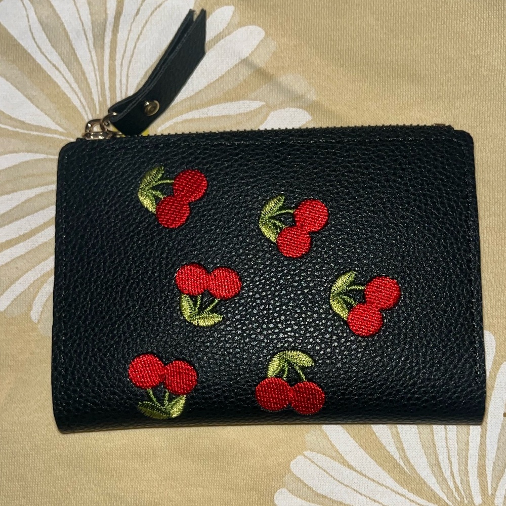 CHERRY EMBROIDERED WALLET